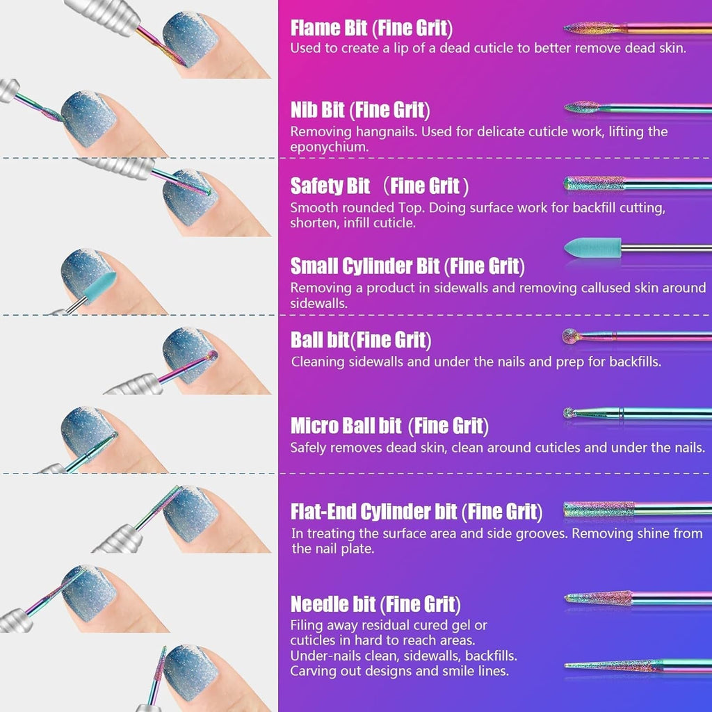 Depvko 30 Stück Nagelfräser Aufsätze Bits, 3/32'' Keramik Bohrer Für Nägel Acryl Diamant-Nagelhaut-Efile-Hartmetall-Entferner Für Zuhause Salon Gel, Maniküre Pediküre-Werkzeuge (Inklusive 3 Etueln)