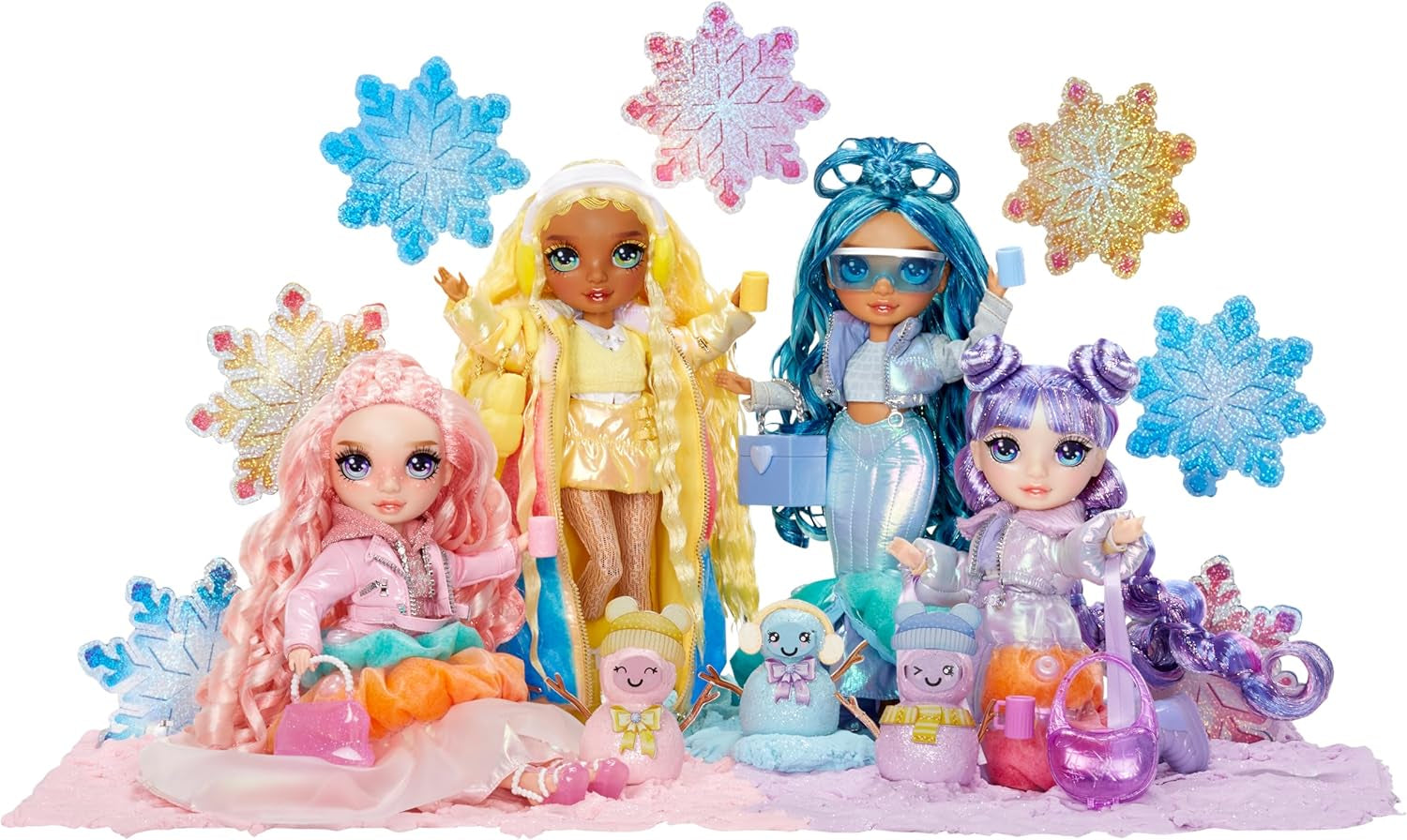 Rainbow High Winter Wonderland - Skyler (Blau) - 28 cm Modepuppe, mit Verstecktem Magischem Schnee, der Sich mit Wasser Aufbauscht, mit Schneemann-Set, Geeignet für Kinder von 4-12 Jahre und Sammler
