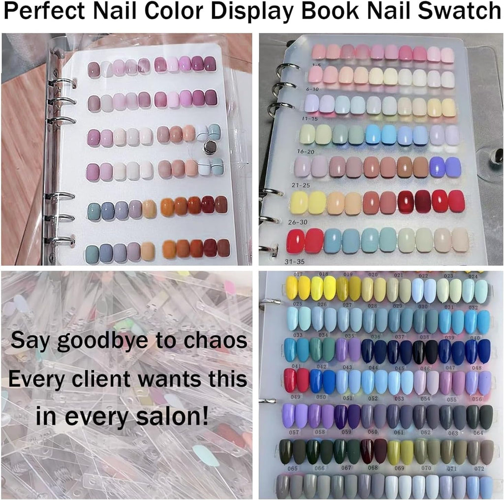 Set organizator unghii A5 cu sistem de închidere cu capse și foi detașabile – Cutie transparentă robustă + 6 tampoane adezive și carte de depozitare detașabilă pentru unghii artificiale/adezive – Ideal pentru depozitare, prezentare