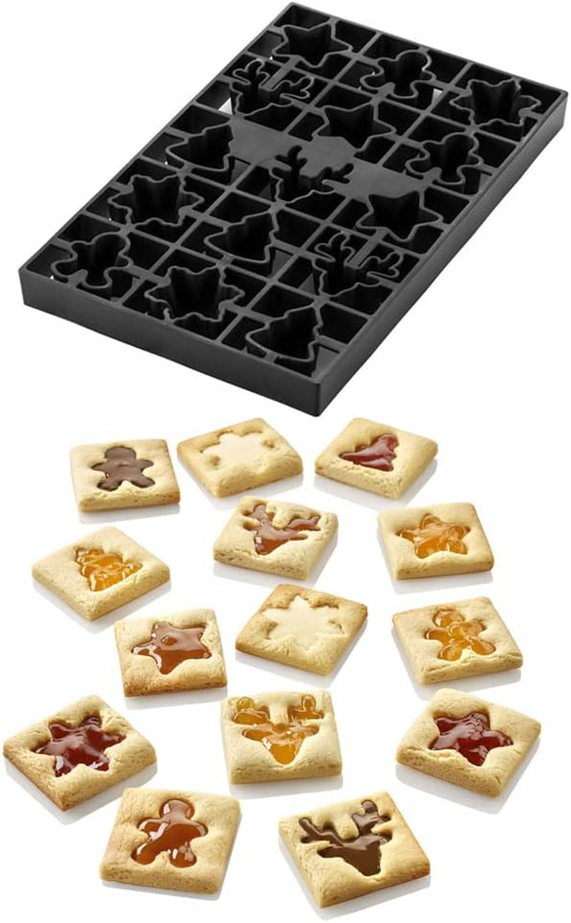 Silikomart - VOILA 'COOKIE' - VACANȚĂ DE IARNĂ - PUZZLE BRAD DE CRĂCIUN PENTRU FURSECUȚI