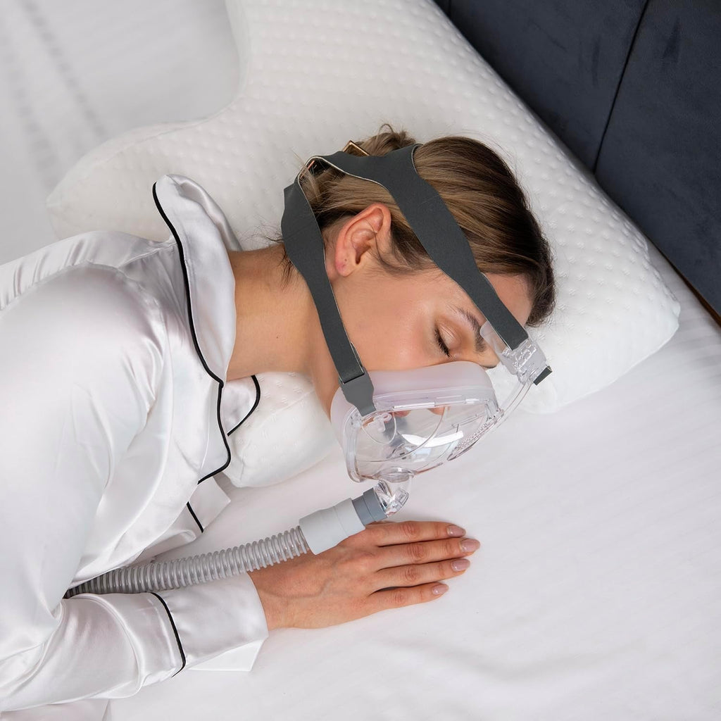 Pernă CPAP din spumă cu memorie, pentru cei care dorm lateral și cei care dorm pe spate. Pernă pentru apnee în somn. Potrivit pentru toți utilizatorii de măști CPAP. Pernă pentru susținerea gâtului. Pernă pentru gât. Perne ortopedice cervicale Naty Shop