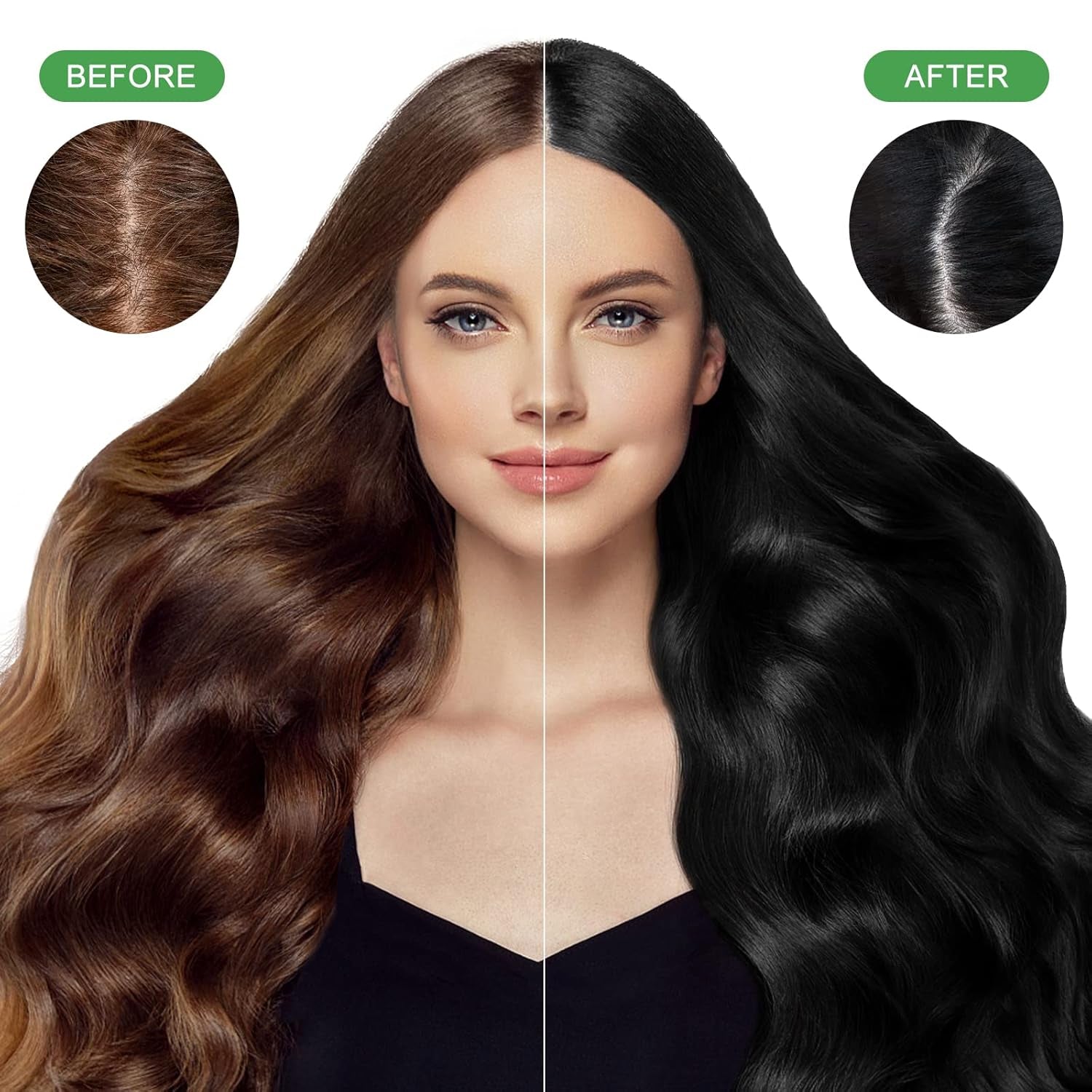 Șampon instant pentru păr negru, șampon natural pentru vopsirea părului, 100% acoperire gri - ușor și rapid, culoare semipermanentă pentru păr negru, șampon pentru vopsirea părului pentru bărbați și femei Vopsea pentru par Naty Shop