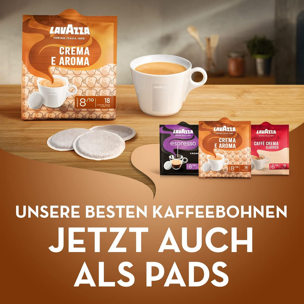 Lavazza Crema E Aroma, cremiger und aromatischer Geschmack, mittlere Röstung,18 Pads