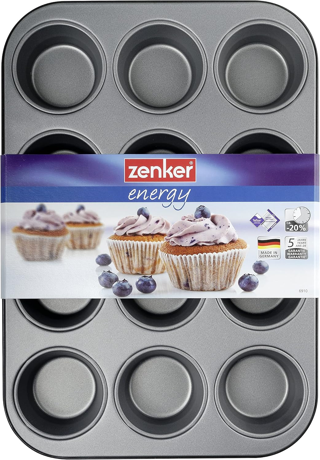 Zenker 12Er Muffinform Energy, Premium-Backform, Für Köstliche Kuchen, Verkürzt Die Backzeit Um Bis Zu 20% (Farbe: Silber/Anthrazit), Menge: 1 Stück, Hellgrau Und Dunkelgrau Formák és tálcák sütéshez Naty Shop