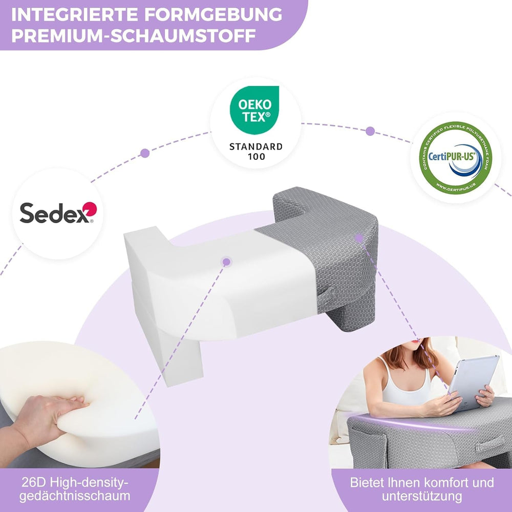 Pernă de citit în poală cu burete 26D, pernă pentru cărți, cititoare electronice, pernă pentru birou în poală pentru adulți, așezabilă pe pat, podea, canapea (strat de aer)