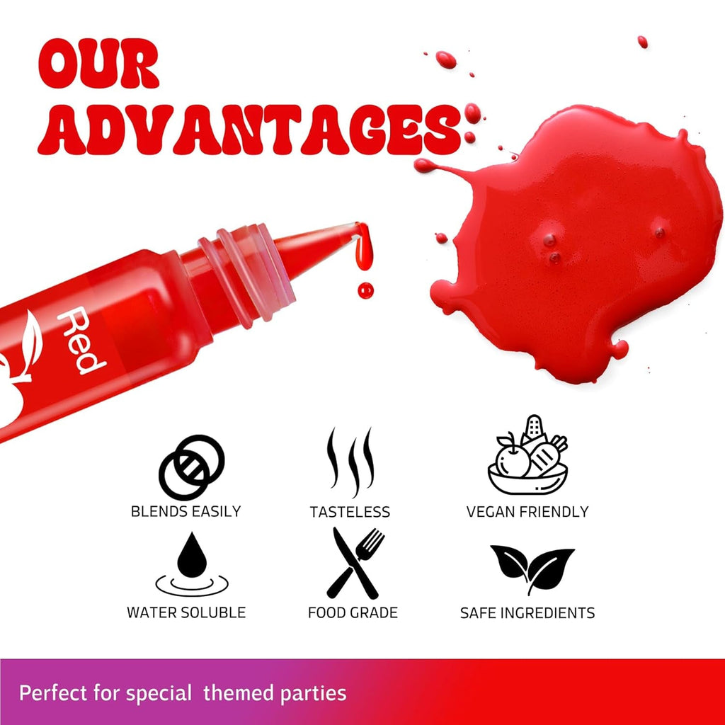 Colorant alimentar - Coloranți alimentari lichizi în culorile curcubeului pentru prăjituri, copt, fursecuri, macaroane - Colorant alimentar concentrat fără zahăr pentru decorarea torturilor, băuturi, ouă de Paște, slime - 15 g fiecare