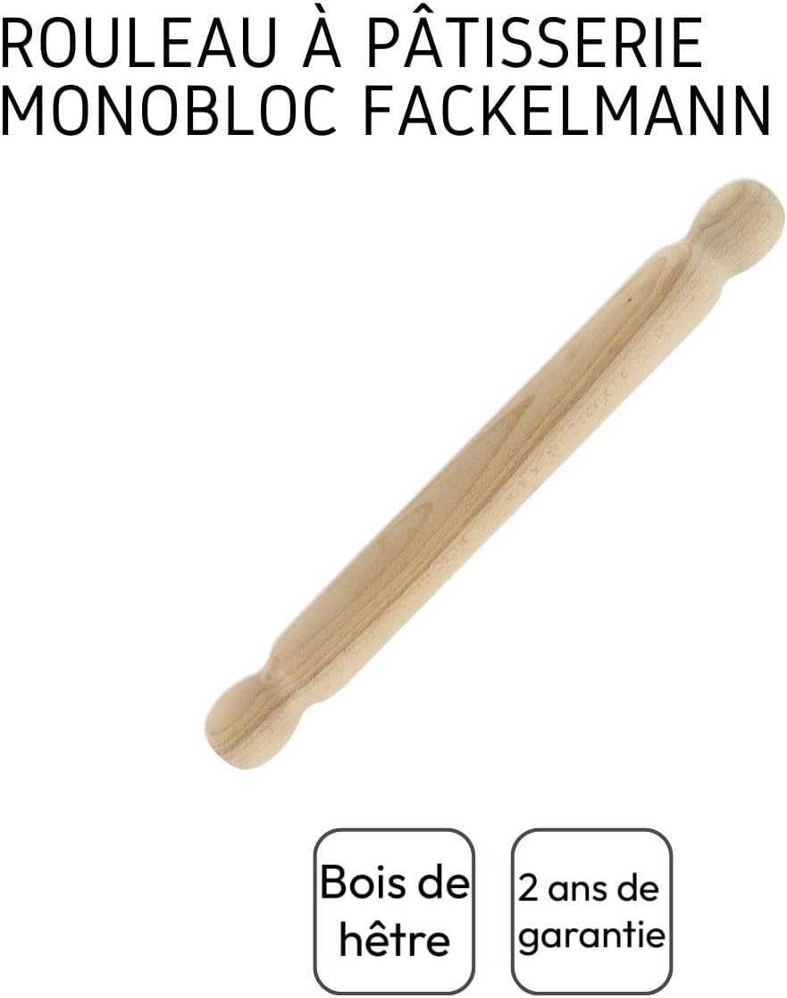 Fackelmann 3154050 Teigrolle aus Holz, einteilig, 40 cm, barna