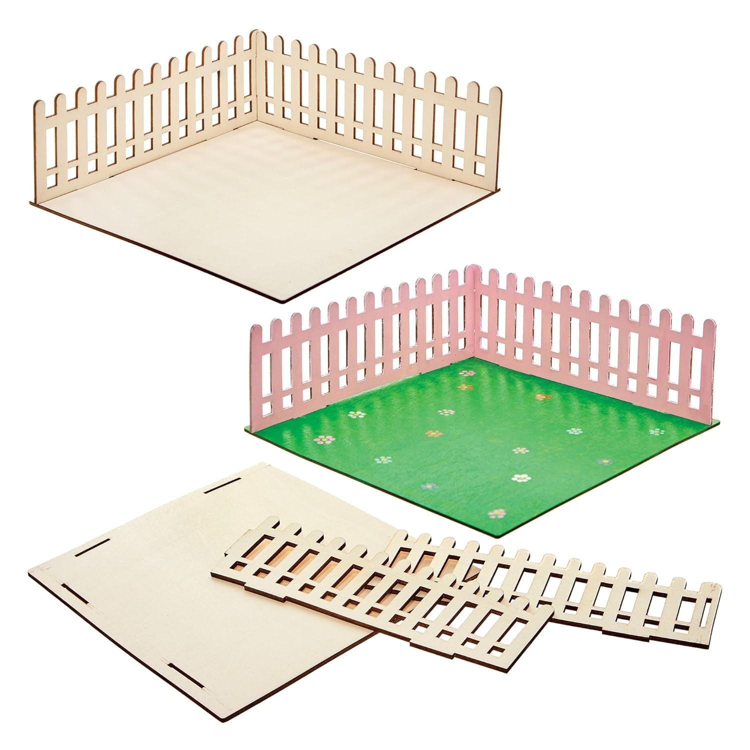 Baker Ross FN256 Mini casă de păpuși din lemn, grădină - 1 pachet, kit casă de păpuși pentru copii, kit de artizanat