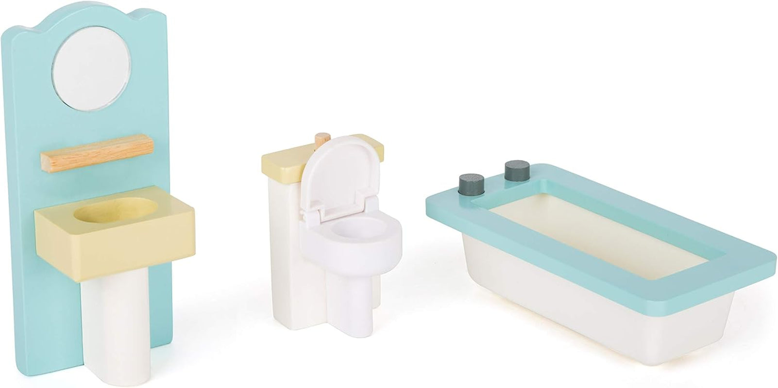 Kis lábú 11192 3 szintes, forgó fa babaház többszínű játékbútorral 37 x 40 x 67 cm Naty Shop babaházak