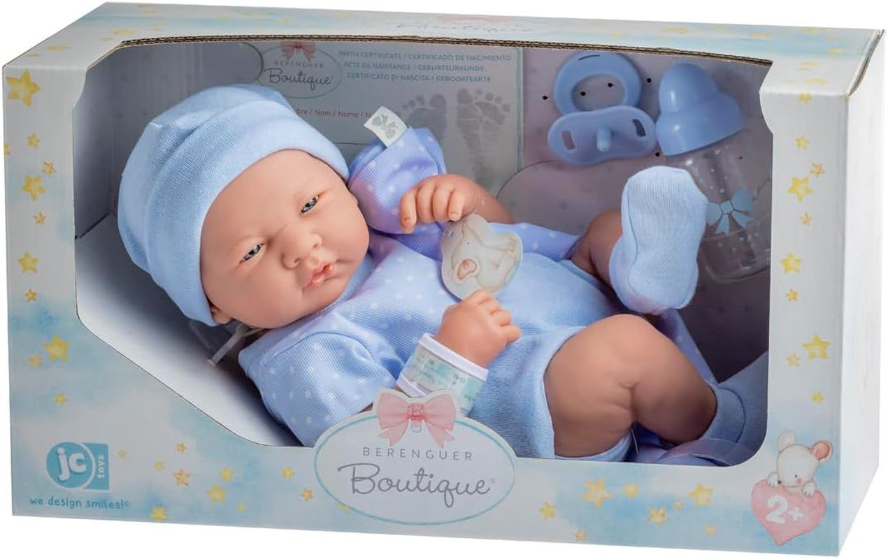 jc toys 102-18540 – Kinderpuppe, Körper aus Gummi, Blue Kleidung mit Punken, 36 cm