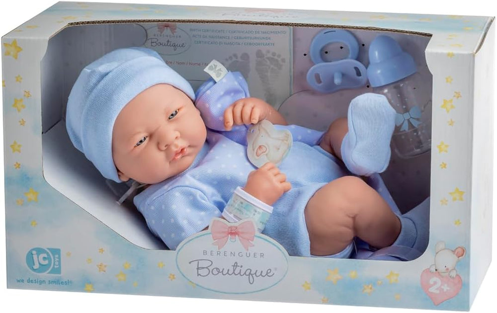 jc toys 102-18540 – Kinderpuppe, Körper aus Gummi, Blue Kleidung mit Punken, 36 cm