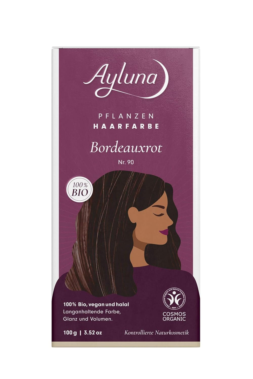 Vopsea de păr vegetală 60 chilli red, vopsea de păr vegană cu henna, madder indian, schinduf și mușețel, pentru culoare de lungă durată, strălucire și volum, fără amoniac, 100% acoperire pentru părul gri, 100g Vopsea pentru par Naty Shop Bordeaux roșu 90 100 G (1 pachet)