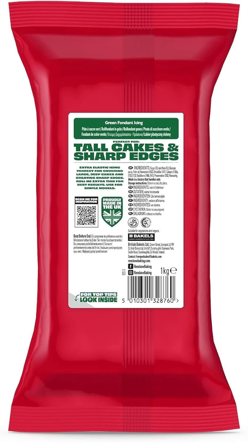 Extra Fondant Verde 1kg - Fondant extra elastic cu aromă de vanilie, perfect pentru acoperirea prăjiturilor - Verde - 1 kg Pasta de zahar Naty Shop