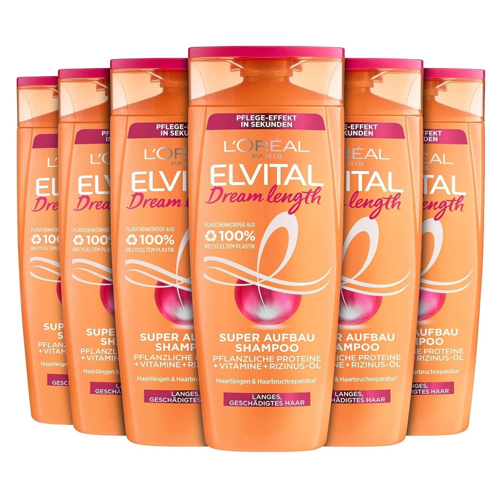 L'Oréal Paris Elvital Dream Length Super Building sampon álmodozó hosszú hajra Zuhanyzás és fürdő L'Oréal 6 x 300 ml Illatmentes