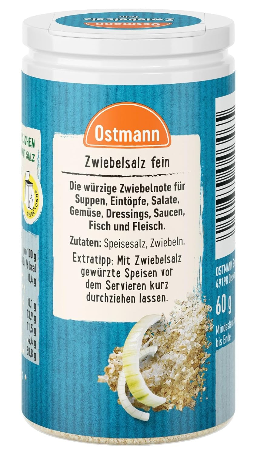 Ostmann Gewürze - Zwiebelsalz | Nachfüllbare & újrahasznosítható Verpackung | 60 g Der Streudose-ban