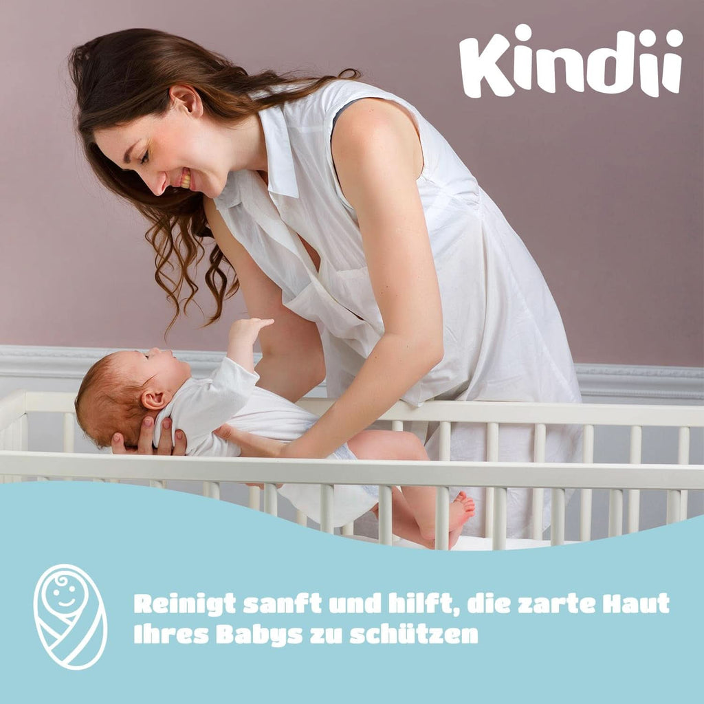 Kindii Șervețele umede pentru bebeluși și copii - Alantoină - Fără parfum - Testat dermatologic - Pentru piele sensibilă Servetele Umede Bebelusi Naty Shop