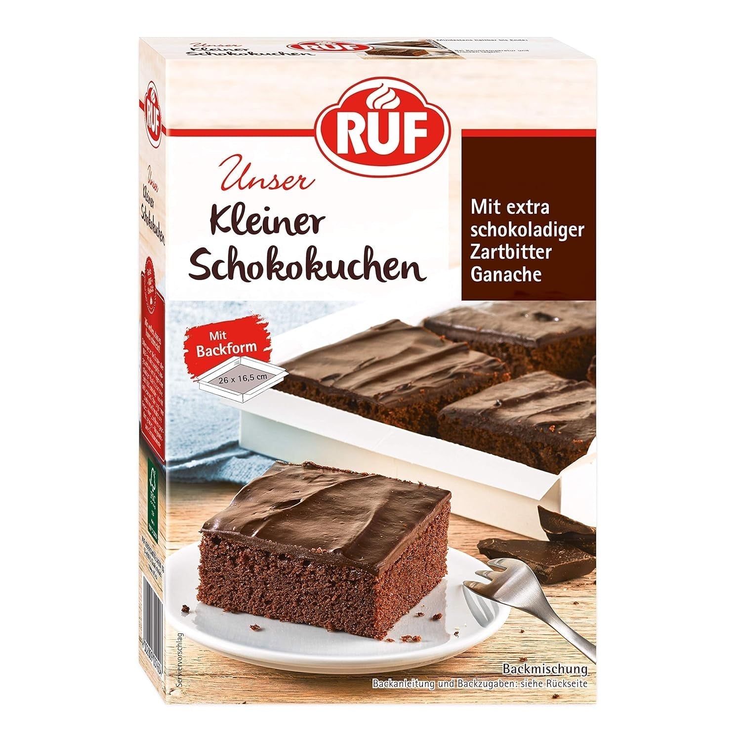 RUF Kleiner Himbeer-Schokokuchen, Mini-Kuchen Mit Feiner Puddingcreme, Himbeeren Und Weißen Schokoraspeln, Inkl. Backform, 1X252G Amestec pentru copt si gatit Naty Shop 270 G (1Er Pack) Schokokuchen