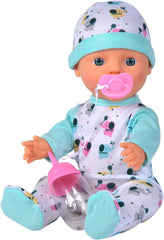 New Born Baby Little Elephant vinil baba etető és ivó funkcióval, üveg és cumi, 30 cm, 2 éves babák Naty Shop