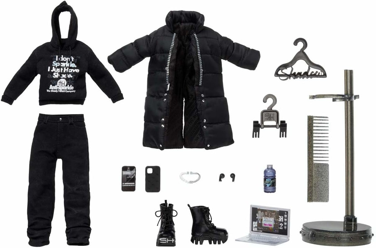 Rainbow High Shadow High - REXX McQueen - Schwarze Modepuppe mit modischem Outfit und mehr als 10 bunten Spielaccessoires - Ideal für Sammler und Kinder von 4-12 Yearren