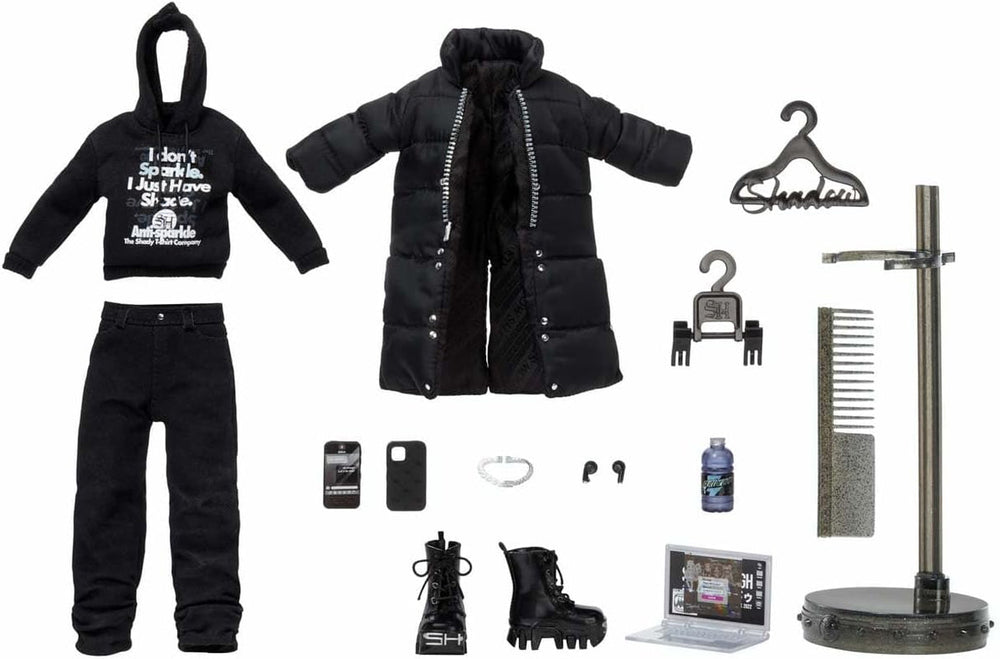 Rainbow High Shadow High - REXX McQueen - Schwarze Modepuppe mit modischem Outfit und mehr als 10 bunten Spielaccessoires - Ideal für Sammler und Kinder von 4-12 Yearren