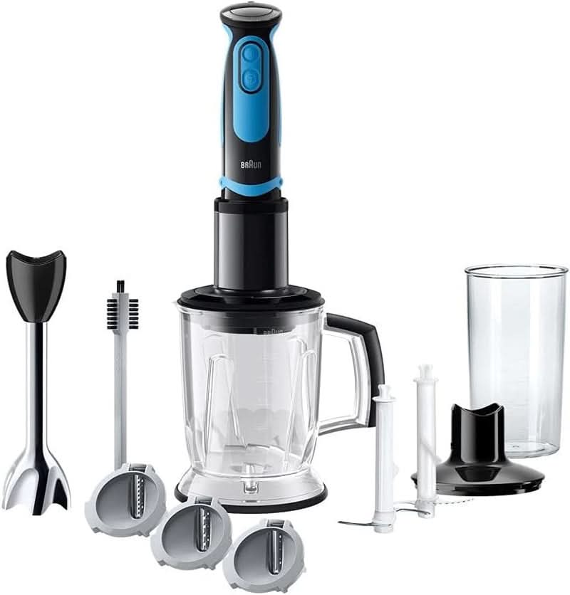 Braun Stabmixer MQ 5260WHBL Stabmixer – Multiquick 5 Vario Pürierstab Mit Edelstahl Mixfuß Und Spiralschneider, 1000 Watt, Inkl. Umfangreiches Zubehör-Set, Weiß/Blau Anya és Gyermek Naty Shop Inkl. Spiralschneider Mq5264 Stabmixer Inkl. Spialschneider Schwarz/Blue