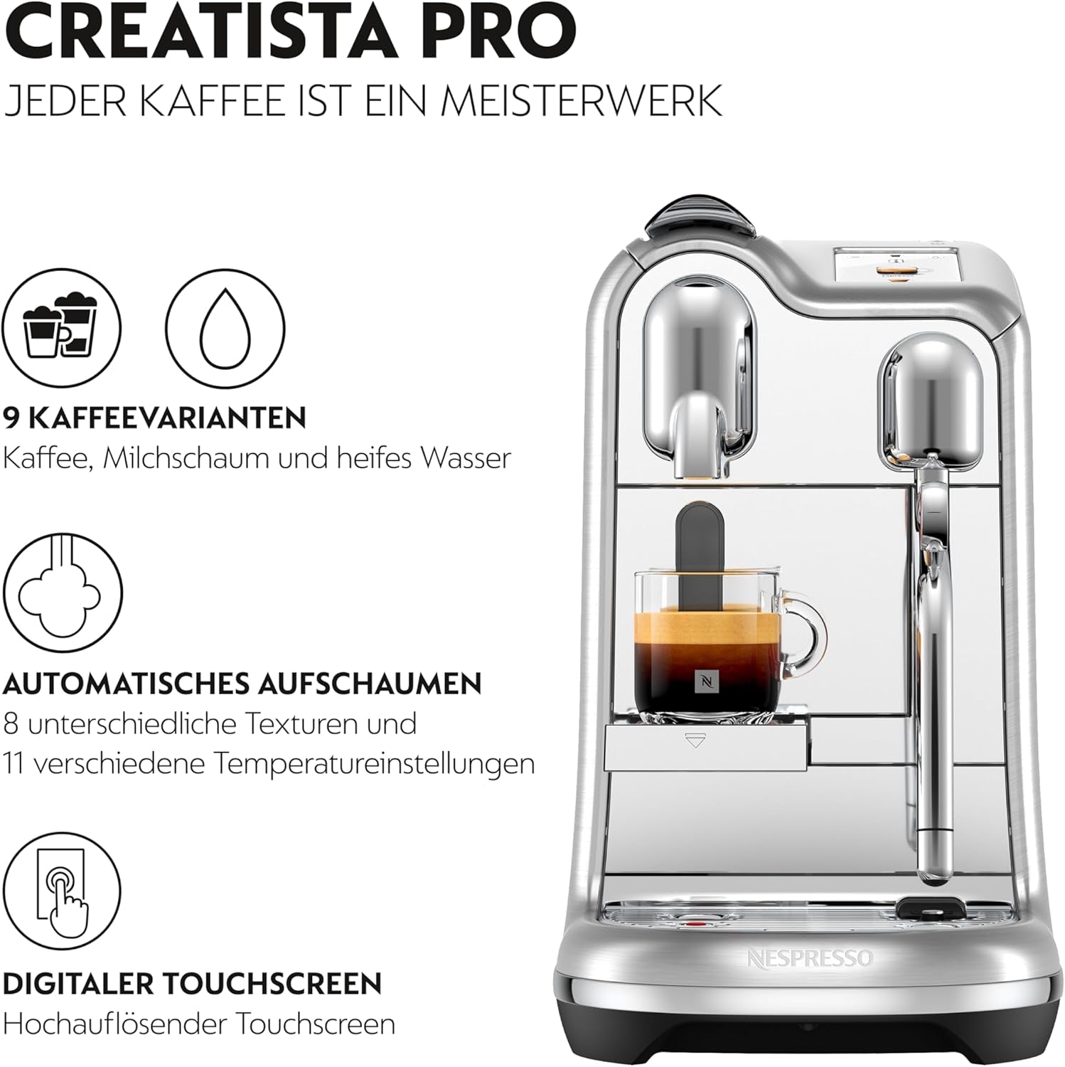 Espressor Nespresso Creatista Pro de la Sage, oțel inoxidabil, oțel inoxidabil periat