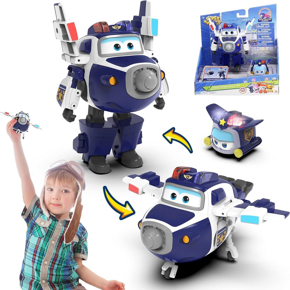 Super Wings EU770447 - Transforming Tino & Pet, átalakító játékfigura kb. 14,5 cm és kb. 4,3 cm, 3 éves kor felett Akciófigurák Naty Shop Paul