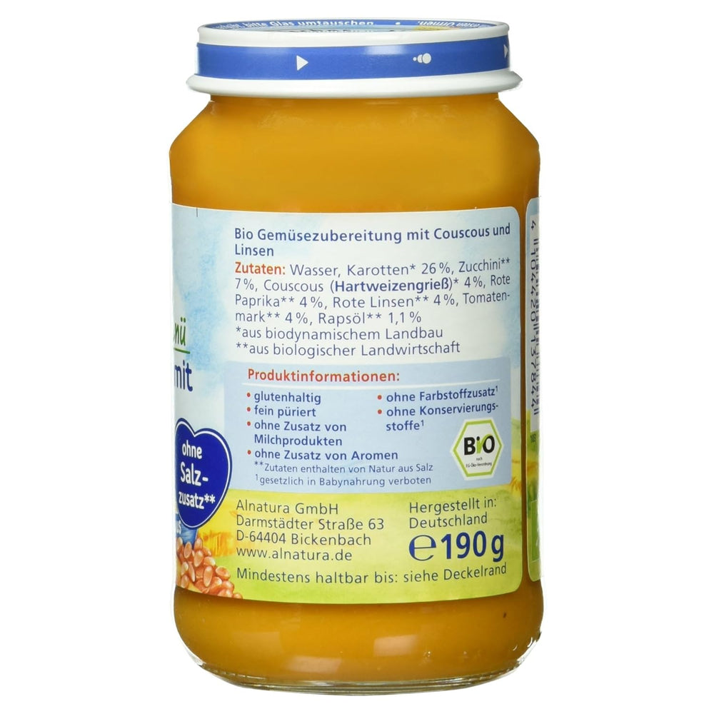 Bio lencsepörkölt kuszkusszal (6 hónapostól), 190 g