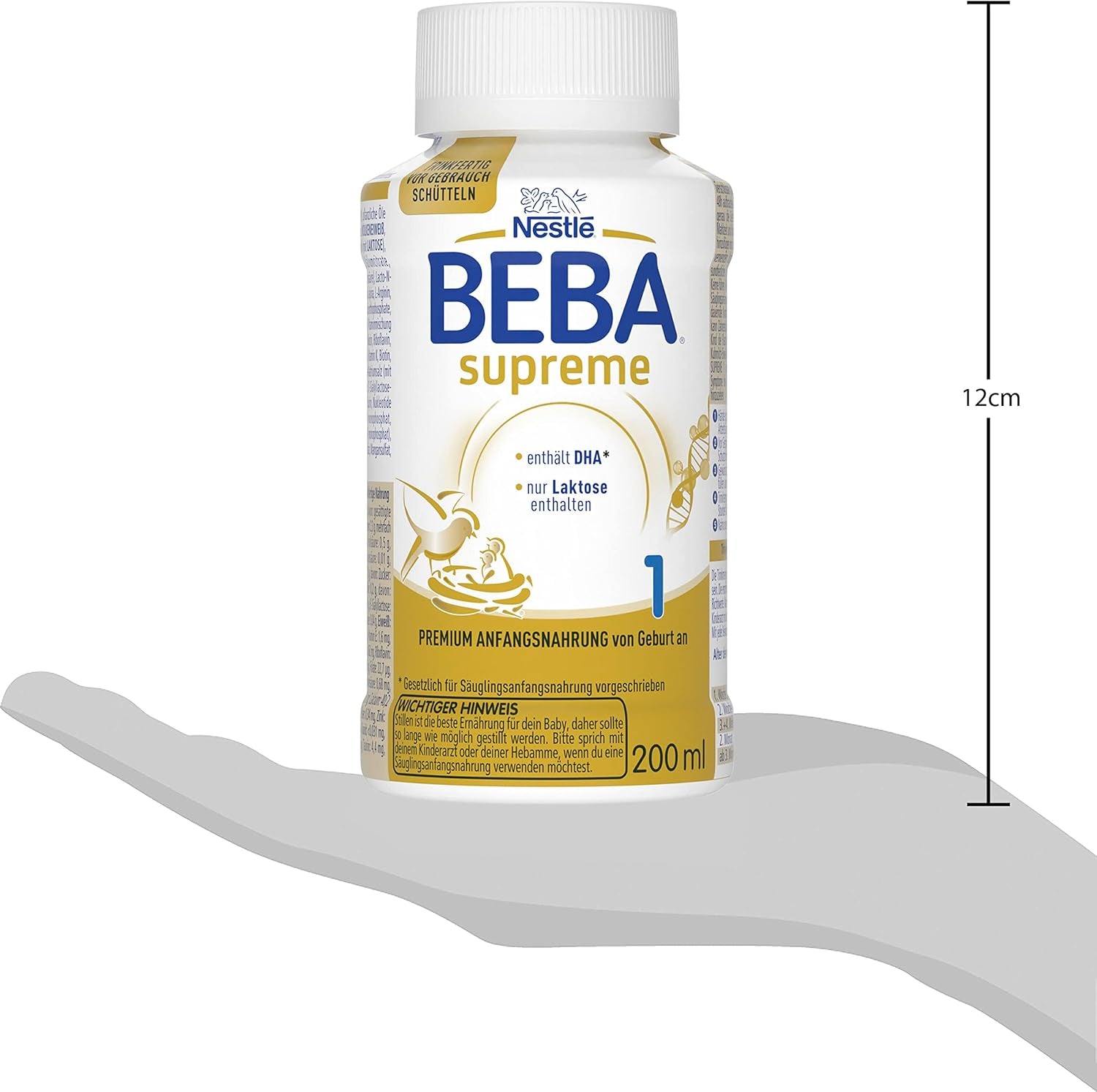 BEBA Nestlé BEBA SUPREME 1 Csecsemőtej: fogyasztásra kész palackok Omega 3-mal, 4 db-os kiszerelés (1 x 200 ml)