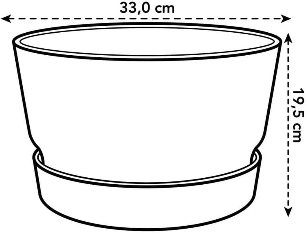 elho Greenville Bowl 33 - Ghiveci de flori pentru exterior - 100% plastic reciclat - Ø 32,5 x H 19,4 cm - Gri/Beton viu