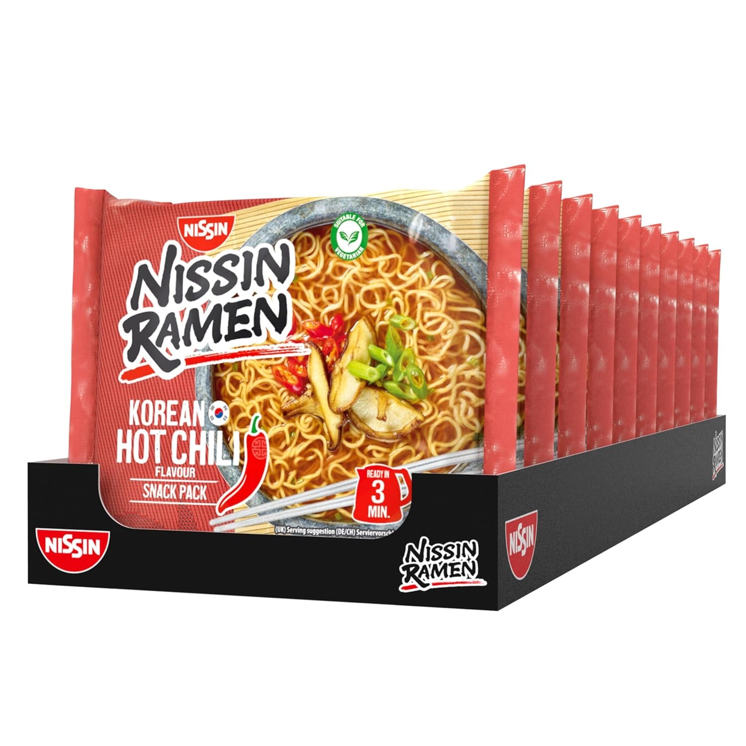 Nissin Ramen – Koreai fűszeres chili 10 csomag ázsiai stílusú instant tészta koreai recept alapján Gyorsan és egyszerűen elkészíthető ázsiai étel (10 x 65,2 g)