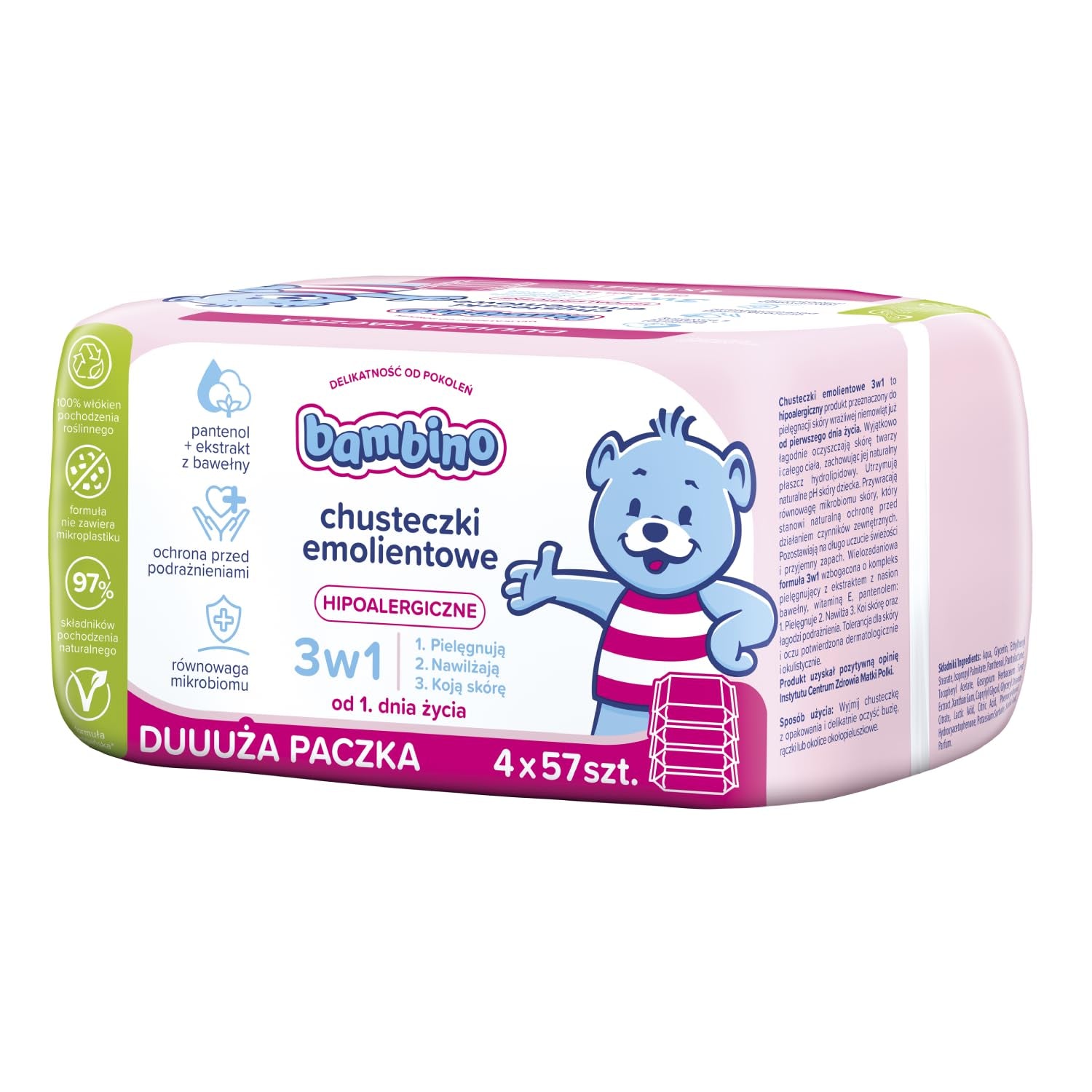 Törlőkendők 3 az 1-ben 4x57 db