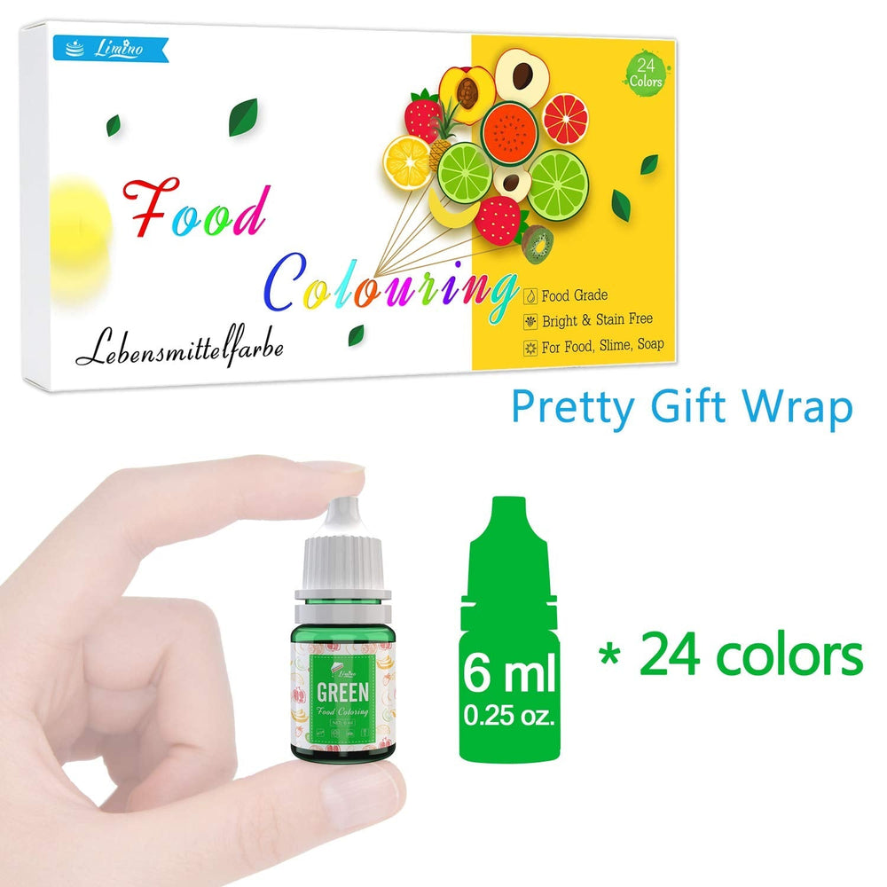Colorant alimentar 24 de culori - Coloranți alimentari lichizi pentru coacerea prăjiturilor, fursecurilor, macaroanelor, decorare și gătit - Colorant alimentar vibrant pentru aerografare, fondant - 6 ml fiecare