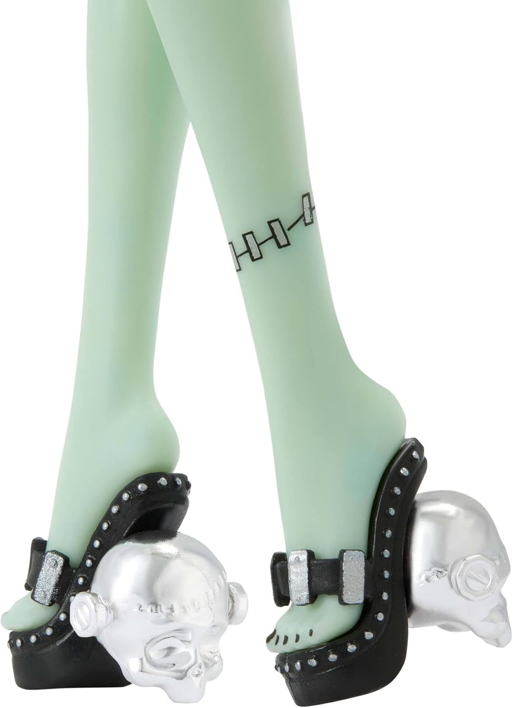 Păpușă Monster High x Barbie Frankie Stein cu costum de baie original inspirat de Barbie și rochie de seară neagră „Solo in The Spotlight”, accesorii, JHK28