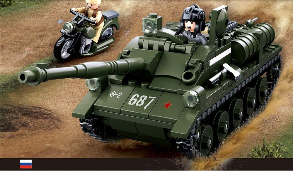 Sluban SL95558, WWII – Alliierter Jagdpanzer(335 Teile)[M38-B0687], Spielset, Klemmbausteine, Soldaten, Spielfigur-nal, Army WWII, Multi Color