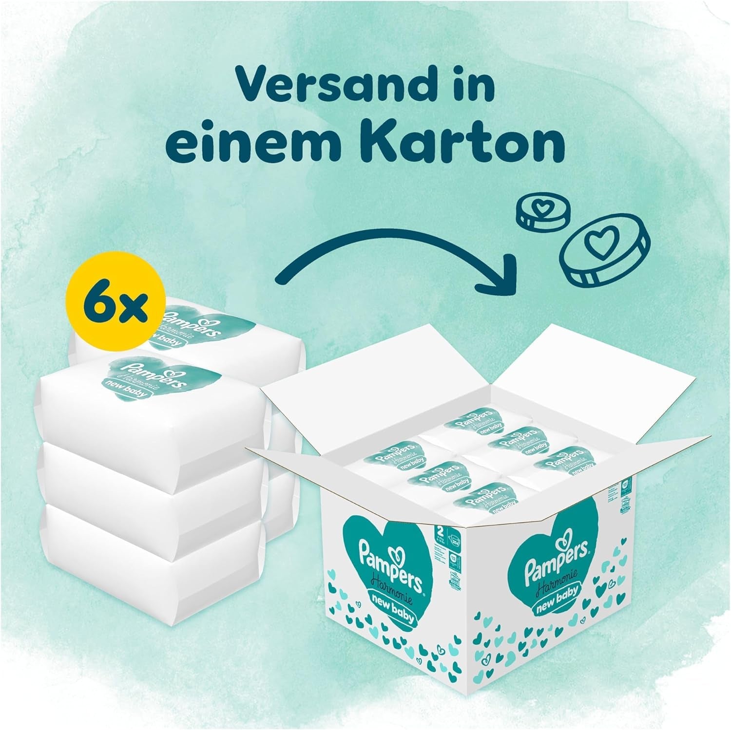 Pampers Harmony pelenka 2-es méret, 204-es pelenka, 4kg-8kg, gyengéd bőrvédelem 100% Pampers védelemmel