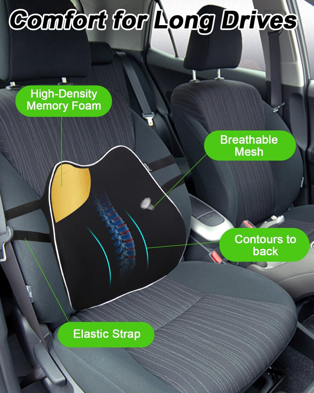 Jutyum pernă spate mașină, pernă lombară din spumă de memorie, suport lombar mașină, pernă lombară pentru scaun de birou, pernă ergonomică de suport lombar pentru scaune auto, scaun de birou, scaun cu rotile Perne lombare Naty Shop
