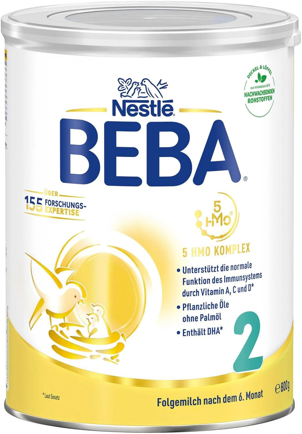 Nestle BEBA 2 Nyomtató tejpor 6 hónap után, komplex 5 HMO-val, csak laktóz, pálmaolaj nélkül, 3 db (3 x 800G) Mother and Child Naty Shop csomag