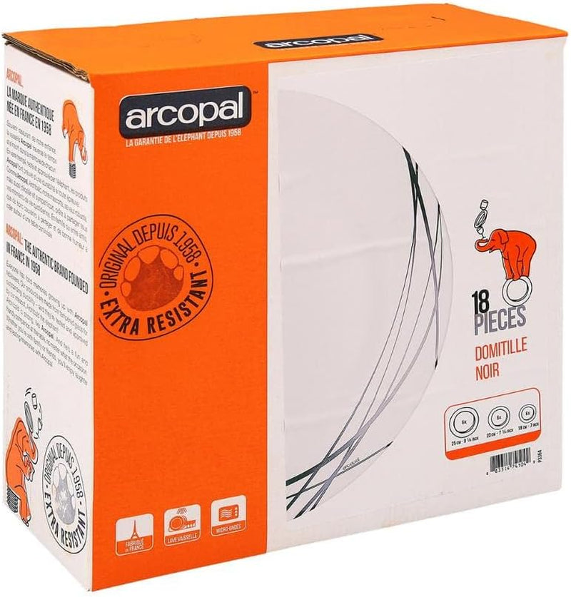 Luminarc Domitille Tafelservice, 18-Teilig, Opal, Keramik, Weiß Asztali készletek Naty Shop