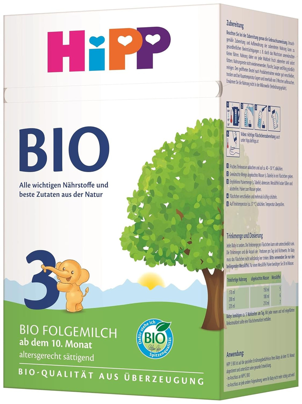 HiPP 3 Organic anyatej (4 x 600g) - 10 hónap után, Omega-3-mal (DHA, ALA), kalciummal, D-vitaminnal, a legjobb bio minőséggel