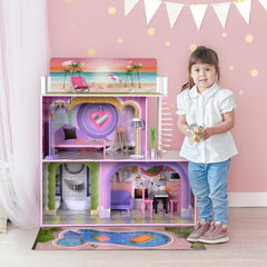 Olivia Little World Big Dreamland Sunset Kortárs Gyermek interaktív fából készült babaház 3 szintes 16 baba bútor kiegészítőkkel Multi TD-13616A Babaházak Naty Shop