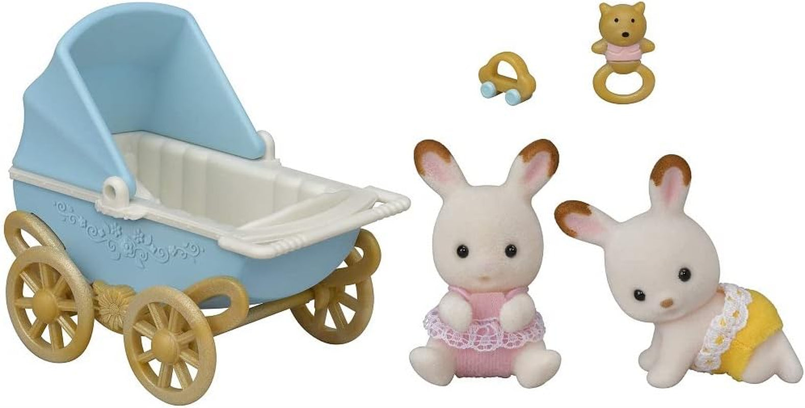 Sylvanian Families 5432 Schokoladenhasen Zwillinge mit Kinderwagen - Puppenhaus Spielset