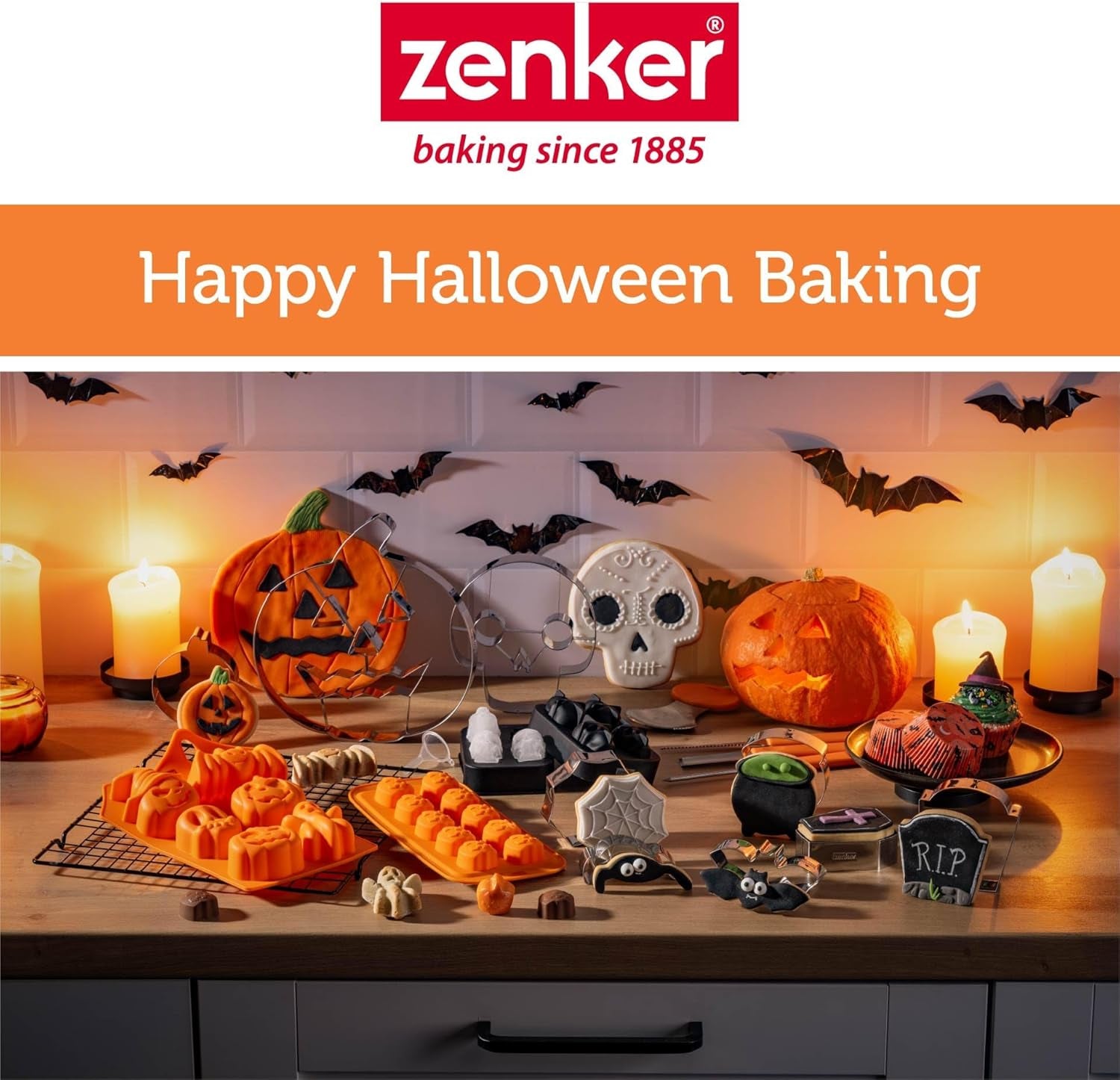 Formă de biscuiți ZENKER XXL cu craniu, argintie