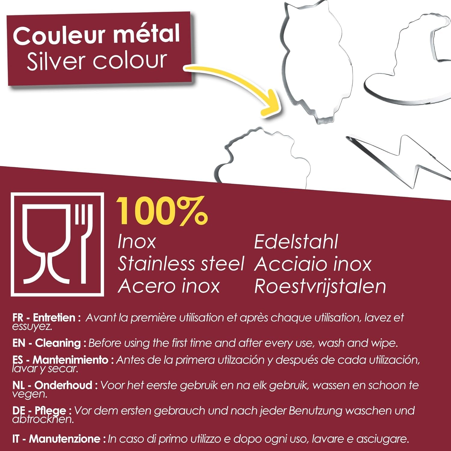 Forme de biscuiți din oțel inoxidabil ScrapCooking, 4 bucăți, accesoriu de copt, ziua de naștere, decorațiune – 2071