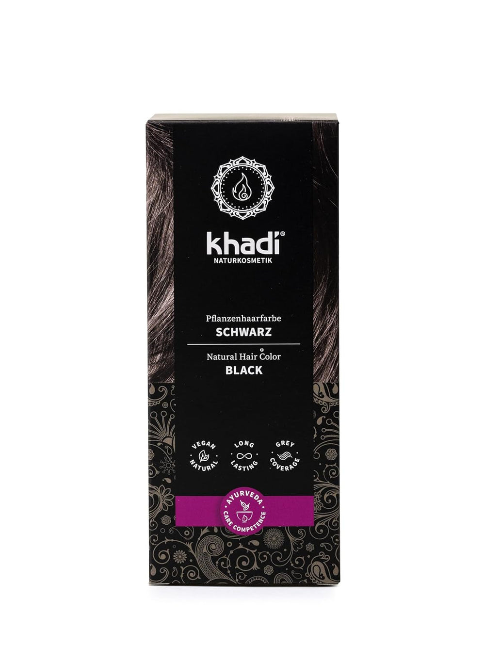 vopsea de păr din plante khadi BLACK - Colorează-ți părul într-un negru intens misterios, fără o nuanță albastră - 100% pe bază de plante, natural și vegan - 100g Vopsea pentru par Naty Shop Titlu implicit