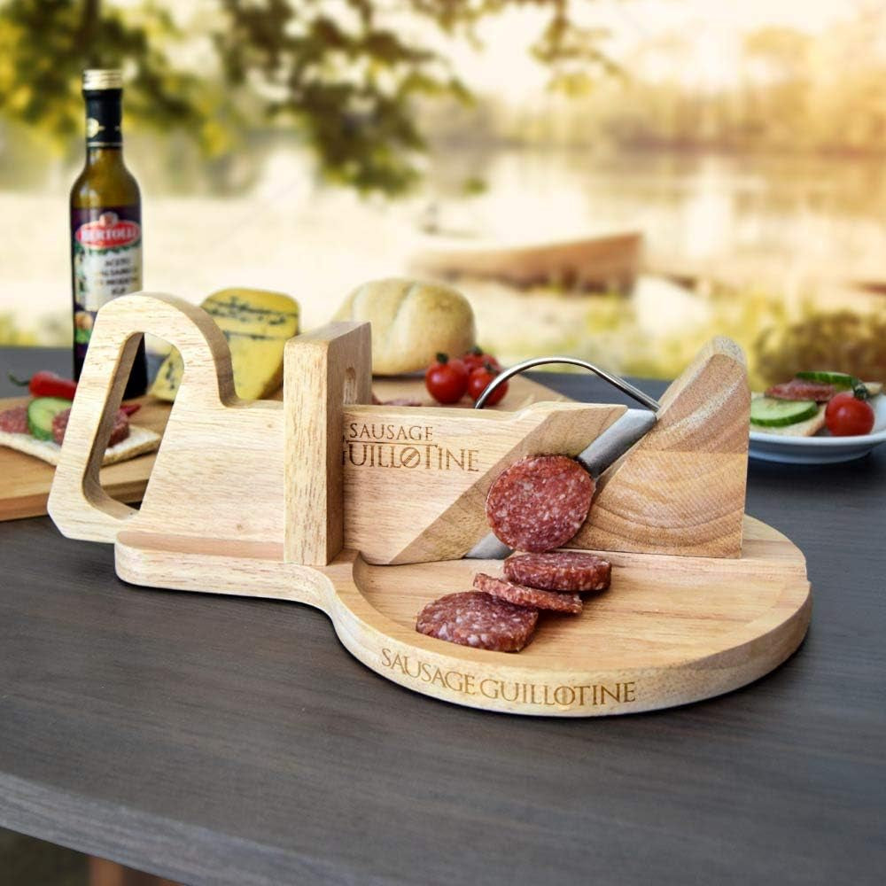 Hagyományos kolbászvágó - Kolbász guillotine - 30 X 19 X 12 cm - Tömör fa aprítók és szeletelők Naty Shop