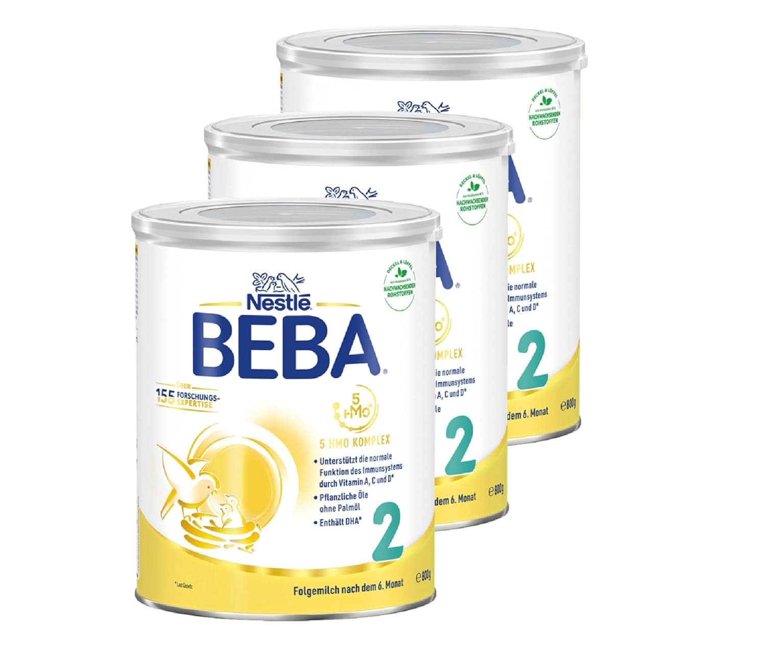 Nestle BEBA 2 Nyomtató tejpor 6. hónap után, komplex 5 HMO-val, csak laktózzal, pálmaolaj nélkül, 3 db-os (3 x 800G) Mother and Child Naty Shop 6. hónap után 3 x 800 gramm