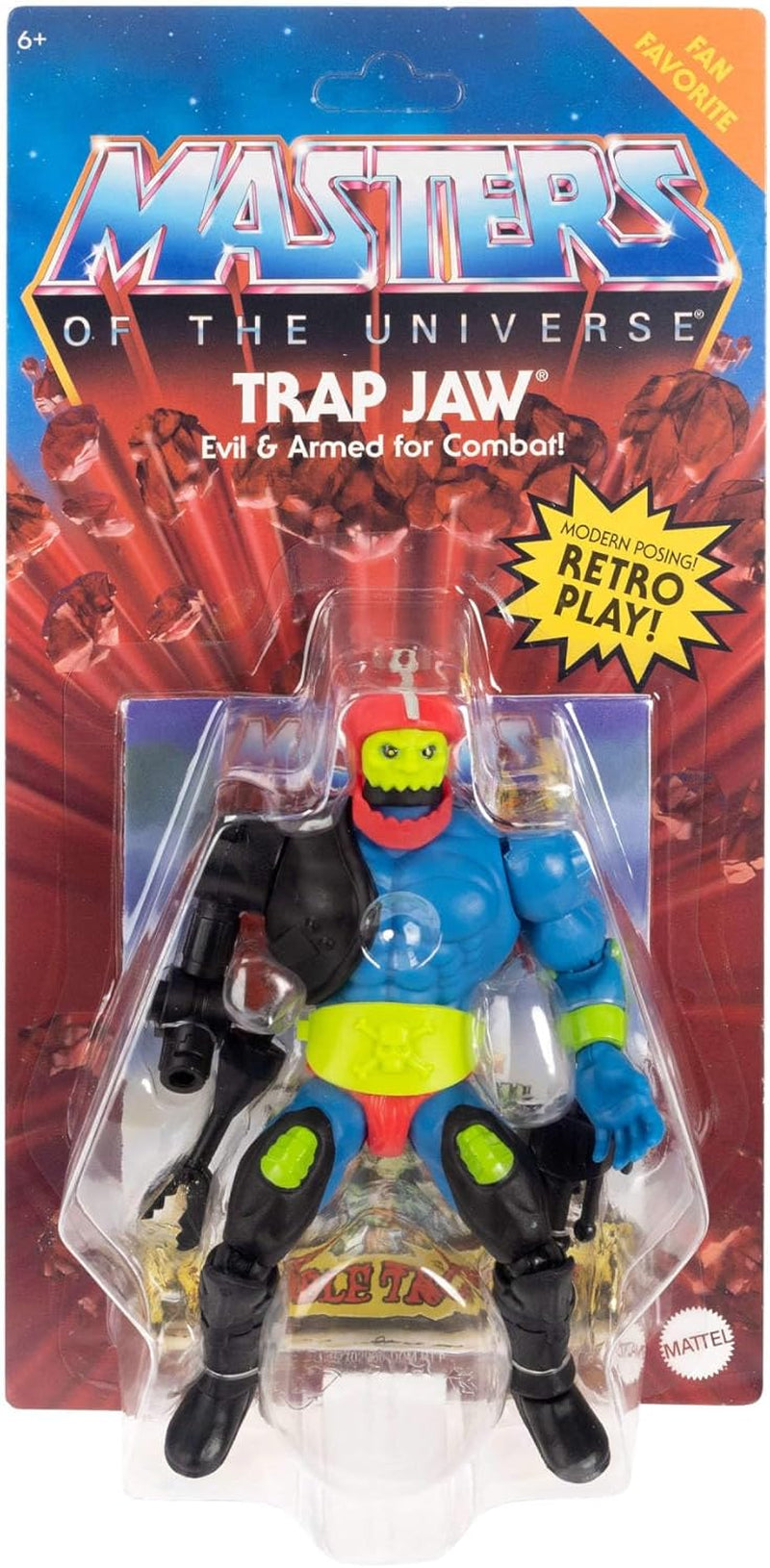 Masters of the Universe Origins figurină de acțiune Trap Jaw figurină de colecție, Aprox. 14 cm mare jucărie populară MOTU Villain cu 16 articulații mobile și accesorii, HYD41, [Multicolor] Action figures Naty Shop