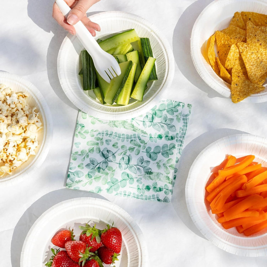 Șervețele de unică folosință Talking Tables Table Kind, șervețele din hârtie moale, frunze verzi, pentru nunți sau uz zilnic, ecologice, compostabile, reciclabile, produse în UE, 2