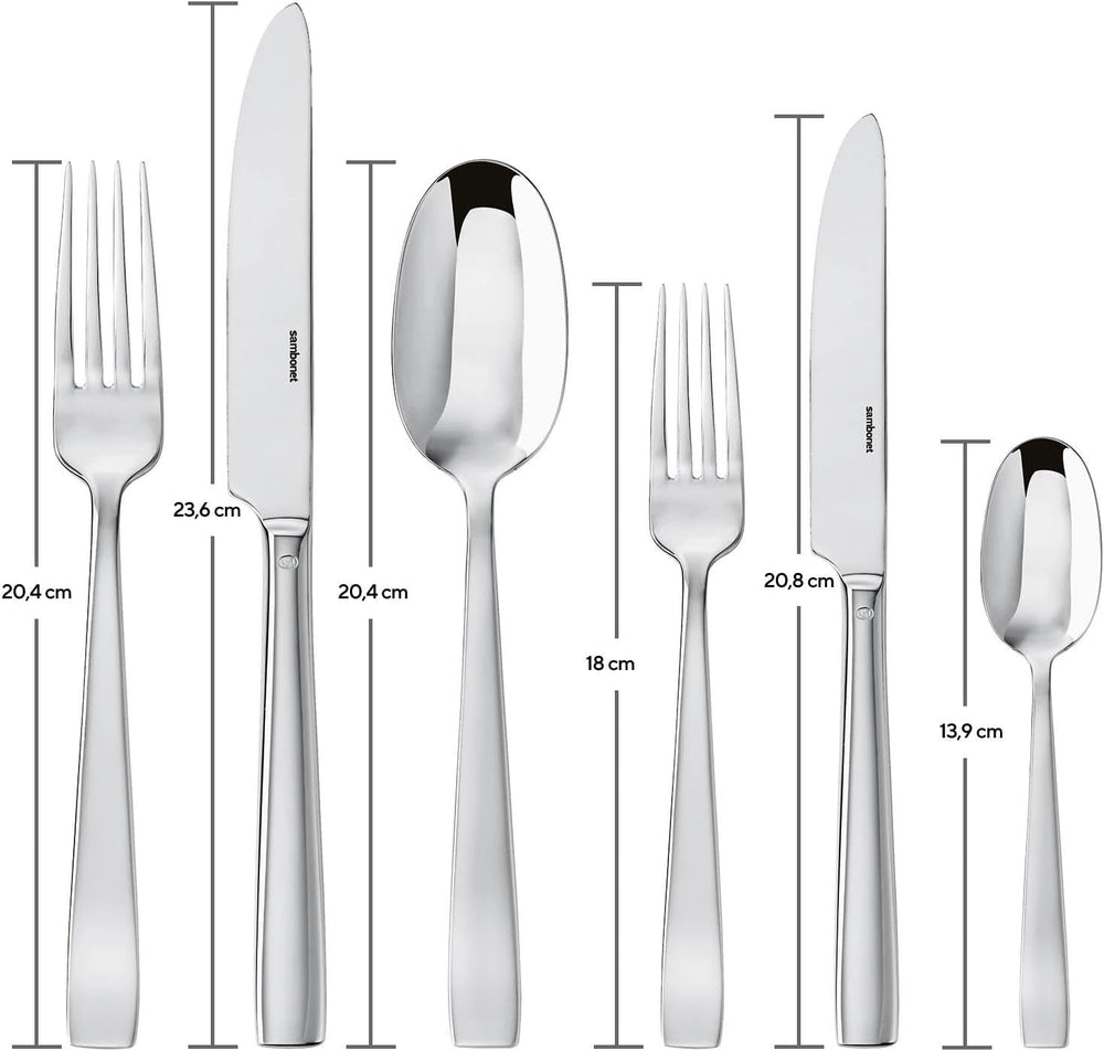 Sambonet 62512-83 Set de tacâmuri monobloc plat, 36 piese, oțel inoxidabil 18/10, se spală în mașina de spălat vase Bucatarie Naty Shop